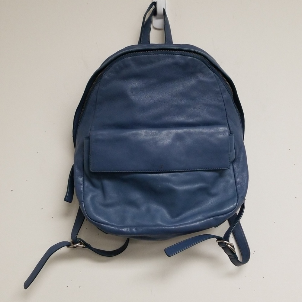Skagen Blue Leather Zipper Backpack